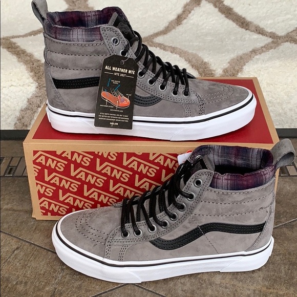 Vans Shoes - • VANS SK8-Hi Mte Pewter/Plaid/True White WMNS